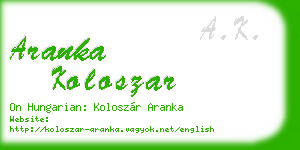 aranka koloszar business card