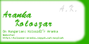 aranka koloszar business card